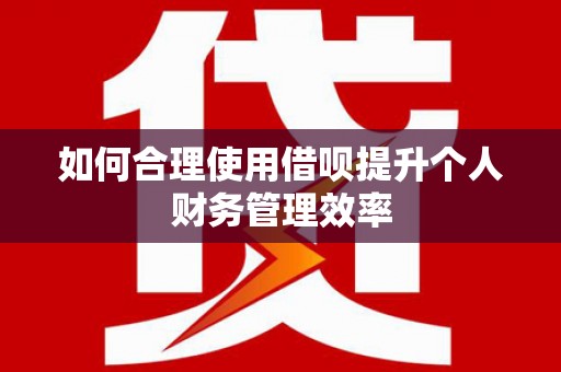 江山如何合理使用借呗提升个人财务管理效率