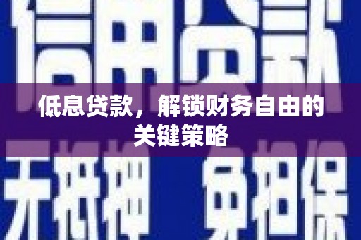 江山低息贷款，解锁财务自由的关键策略